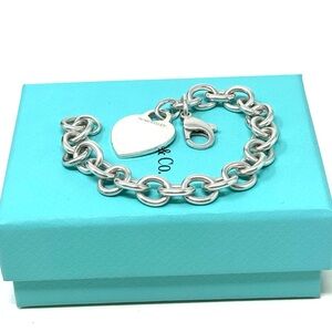 Authentic Tiffany & Co Heart Tag Charm Sterling Silver 925 Brace…
